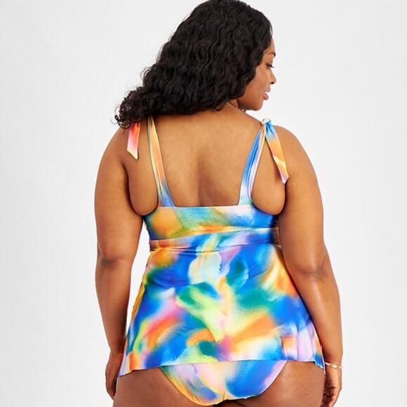 Becca ETC Plus Size Paper Mache tie dye Tankini top multicolor - 2X - Picture 2 of 11